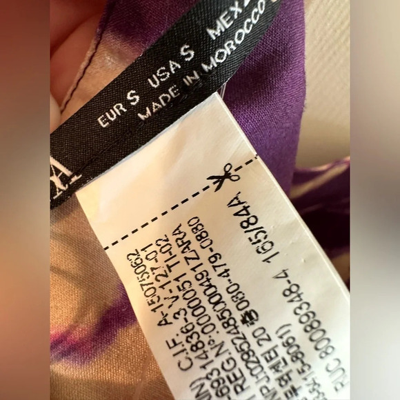 NEW! ZARA Purple Tie Dye Floral Bandeau Top SMALL DARING Hippie Boho Criss Cross - Picture 9 of 13